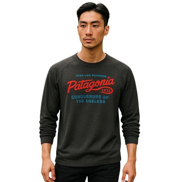 Men’s Patagonia Lightweight Crew Sweatshirt Splitter Script - size Small - Picture 1 of 13